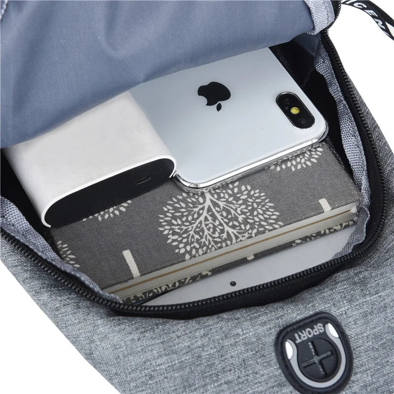 Zaino Monospalla Borsa Da Petto Marsupio Per Uomo Borsello Moto con Porta USB