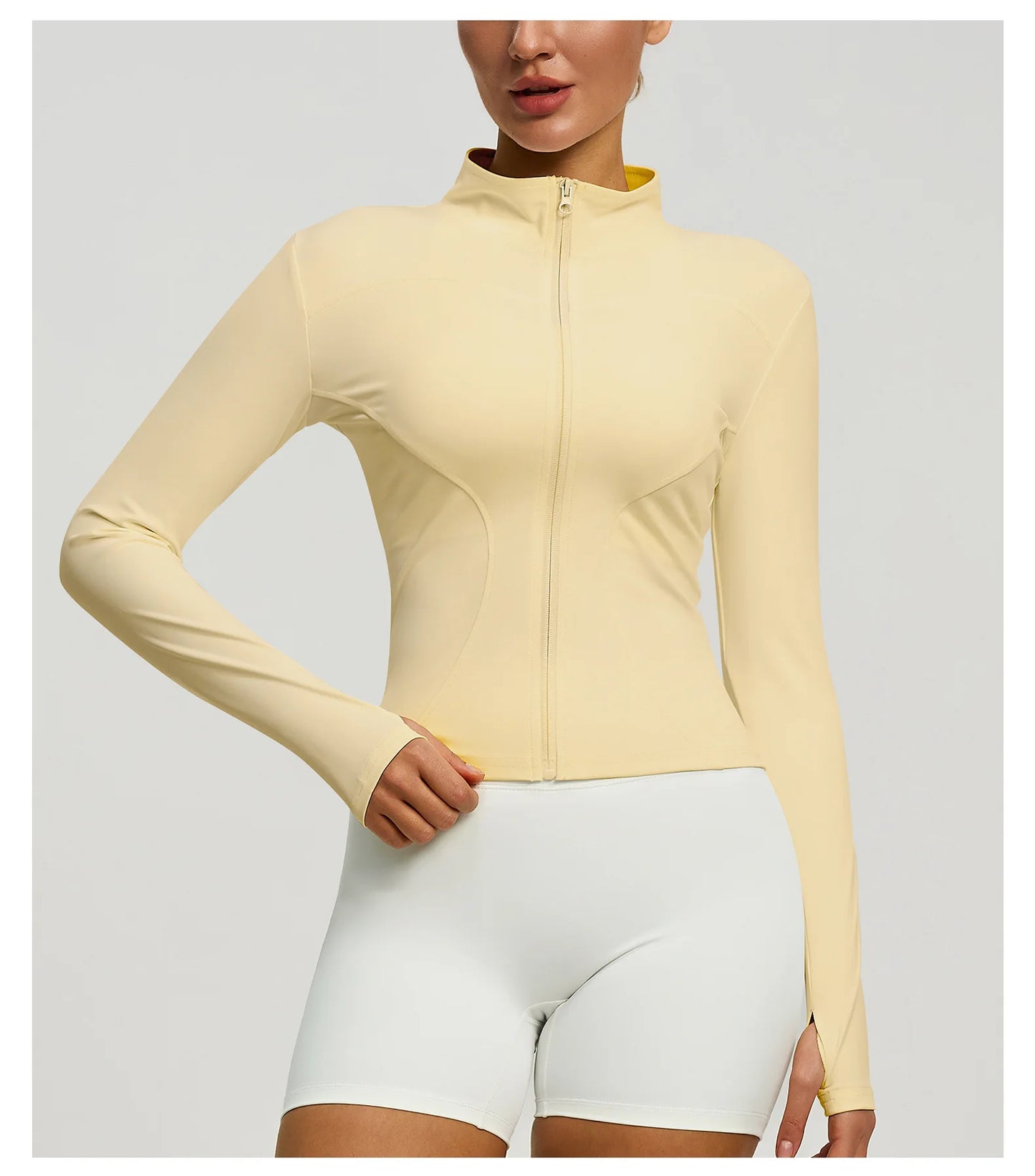 Damen kurze Sportjacke Sweatshirt Fitness Gym Jacke Yogajacke Yoga Sportswear