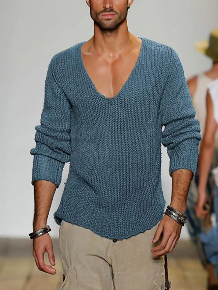 Herren Pullover Sweatshirt Leichter Pulli Sweater Langarm Shirt Strickpullover