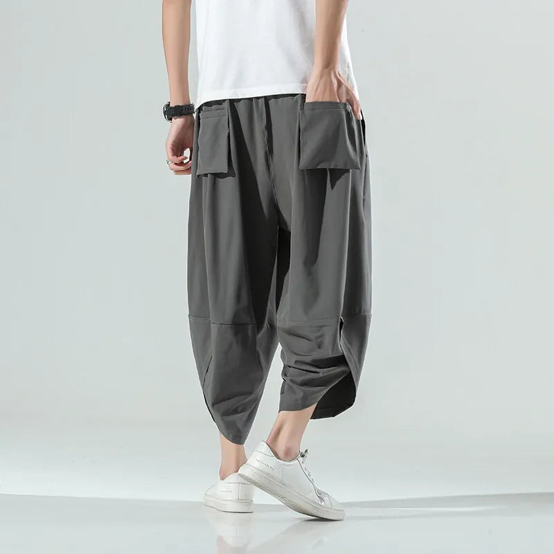 Herren Haremshose Chinesischer Stil Streetwear Vintage Wadenlang Sommerhose