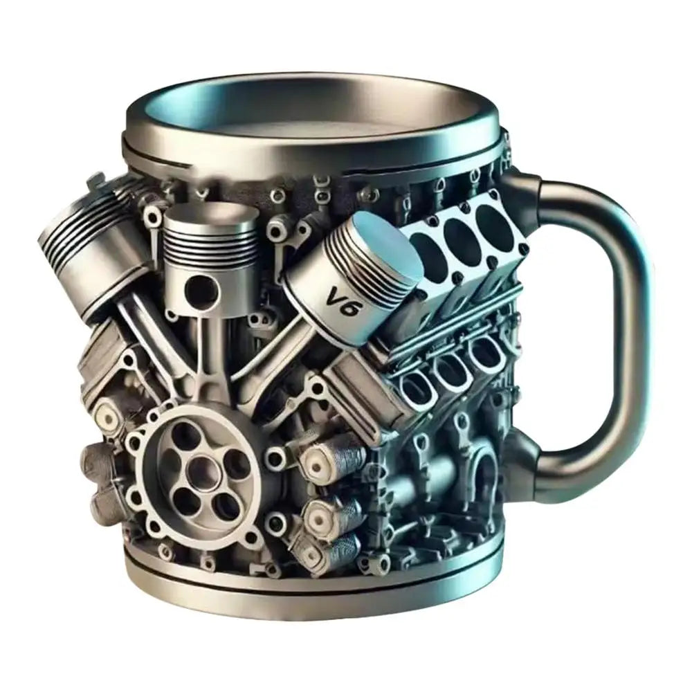 Edelstahl-Kaffeebecher Mug V8-Motoren-Motiv Kaffeetasse Becher Tasse Geschenk