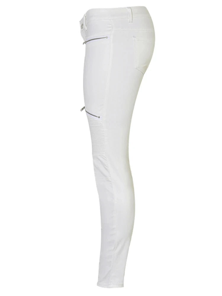 Sexy Damen Stretch Leggings Leggins Gothic Punk Hose PU Lederhose Reißverschluss