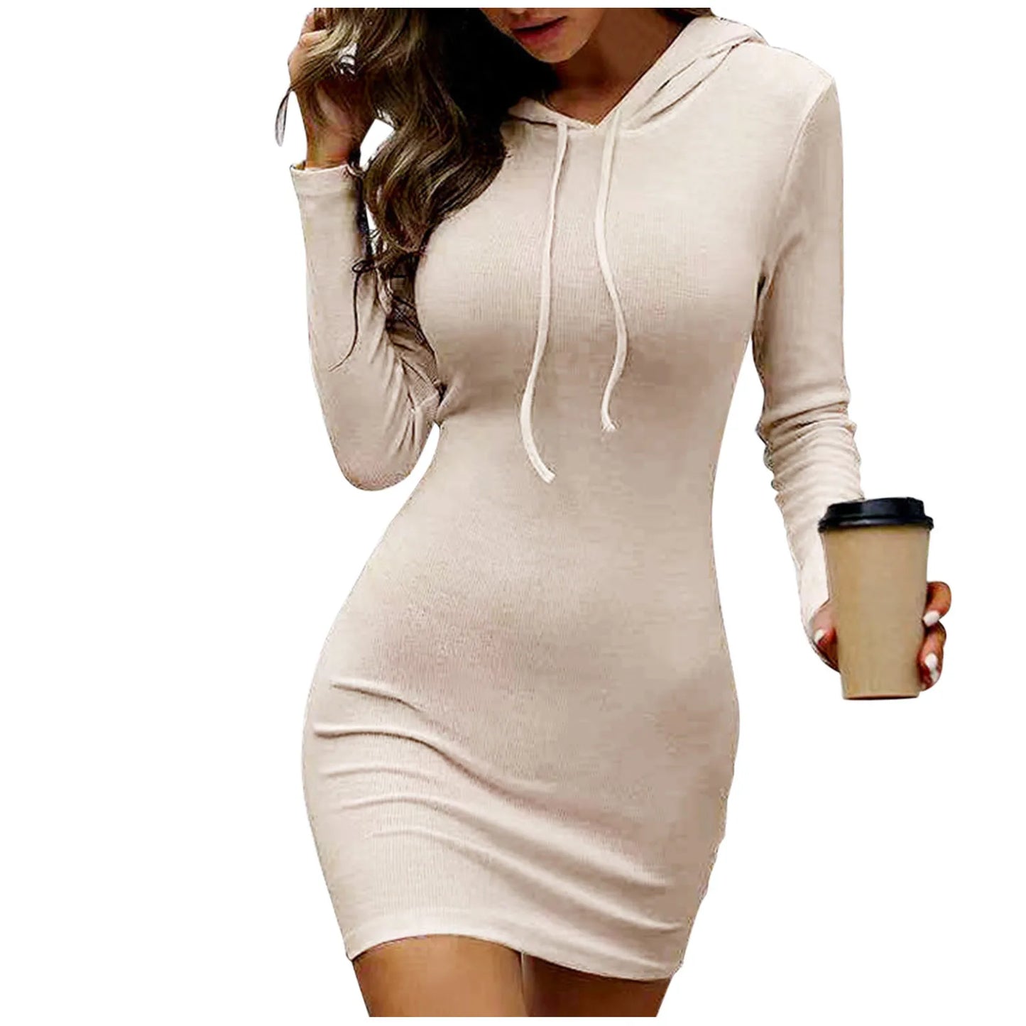 Damen Kapuzenpullover Sweatshirt Pulloverkleid Hoodie Pullikleid Kapuzenkleid