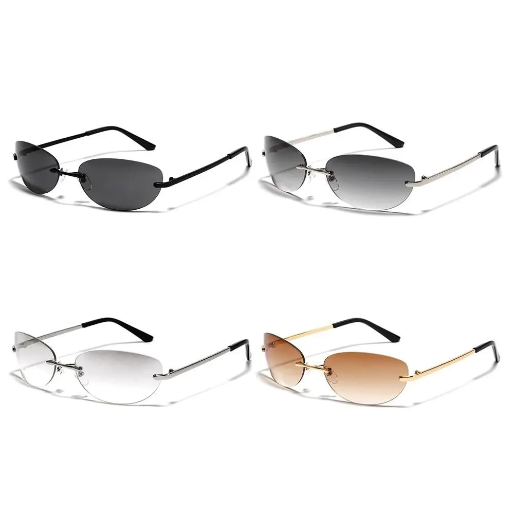 Designer Sonnenbrille Damen Herren Brille Randlose Gläser Pilotenbrille UV400