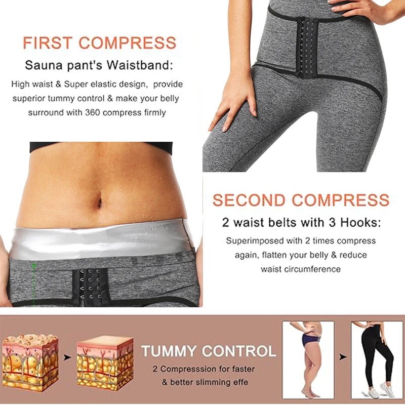 Damen Neopren Sauna Hose Schwitzhose Yogahose Thermoeffekt Abnehmen Hose Leggins
