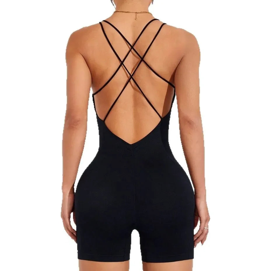 Yoga Fitness Overalls Jumpsuit Gym Stretch Leggings Jogging Anzug Top Push Up