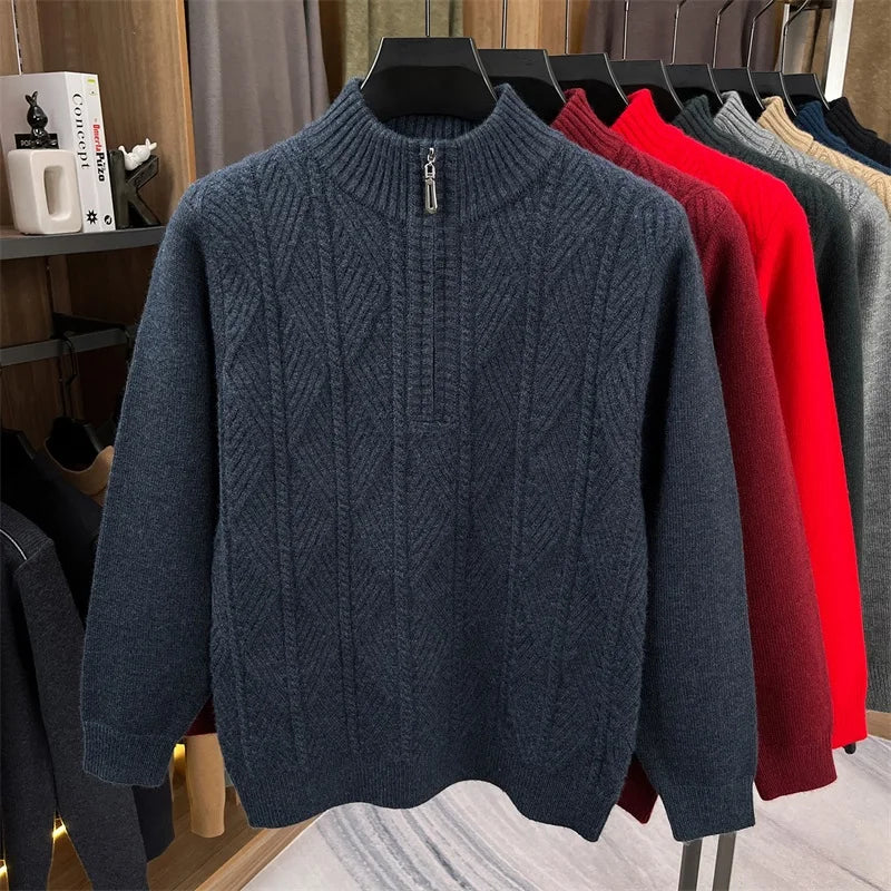 Herren Pullover Sweatshirt Troyer Pulli Sweater Stehkragen Zipper Langarmpulli