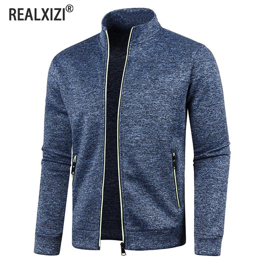 Herren Herbst Jacke Übergangsjacke Warme Sweatjacke Zipper Sweater Strickjacke