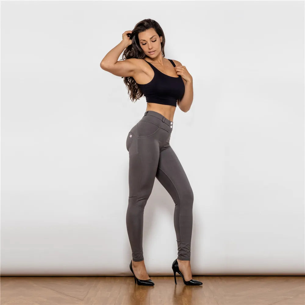 Damen Leggins Denim Look Leggings Sexy Push Up Jeans Hose Jeanshose Stretchhose
