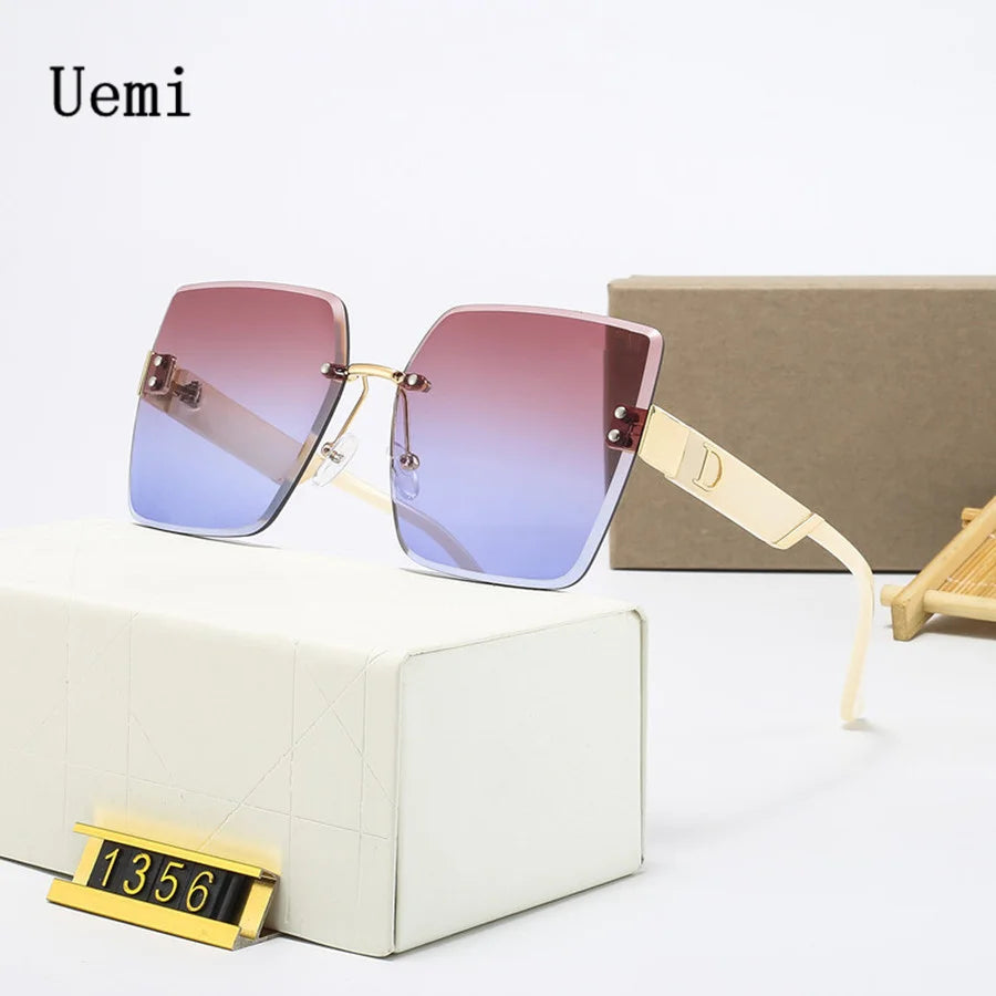 Designer Luxus Sonnenbrille Damen Quadratische Übergröße Gläser Vintage UV400