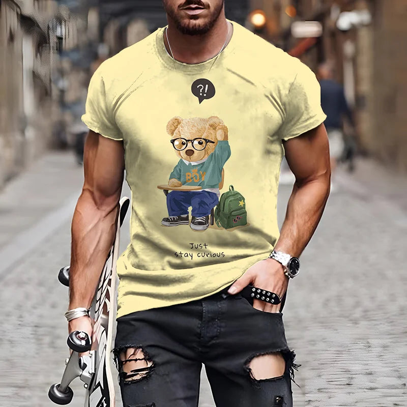 Fashion Herren Shirt Funny Baby Bear T-Shirt Rundhals Tops Sommer Streetwear