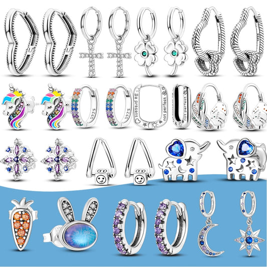 1 Paar Creolen aus 925 Sterling Silber Ohrringe Zirkonia Ohrstecker NEU