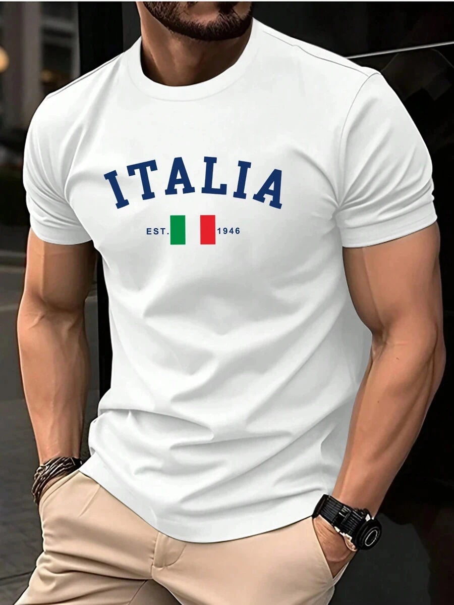 T-Shirt Uomo Manica Corta Italia Tops Maglietta Camicia Maglia Italy