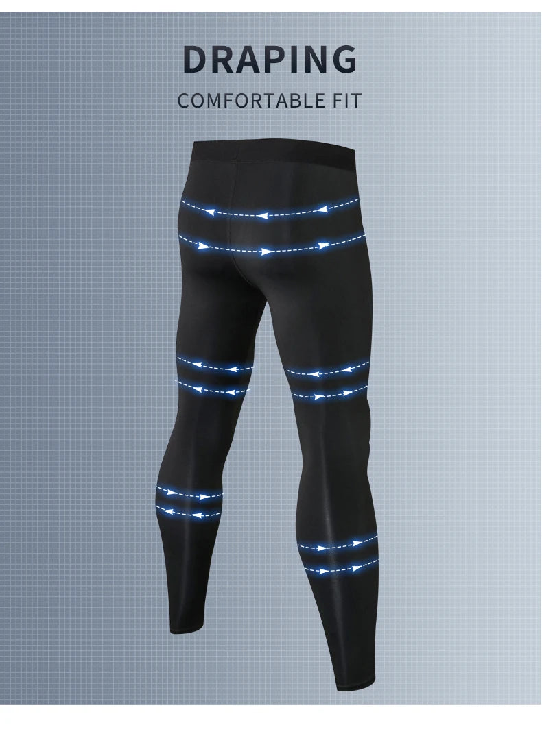 Pantaloni a Compressione da Uomo Leggings Calcio Corsa Palestra Leggins Calza