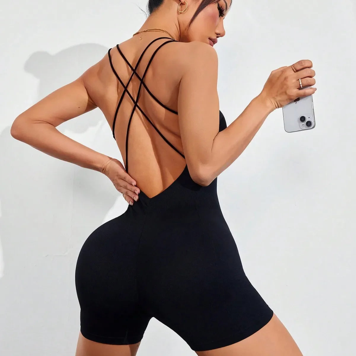 Yoga Fitness Overalls Jumpsuit Gym Stretch Leggings Jogging Anzug Top Push Up