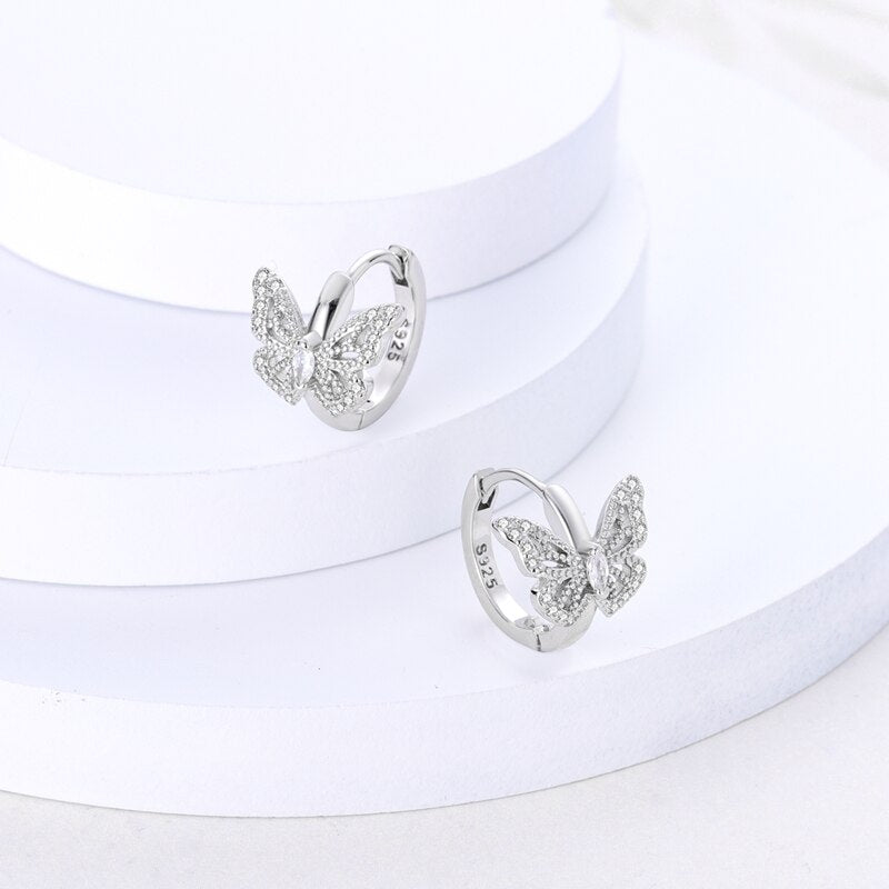 1 Paar Creolen aus 925 sterling Silber Ohrringe Ohrschmuck Zirkonia Ohrstecker