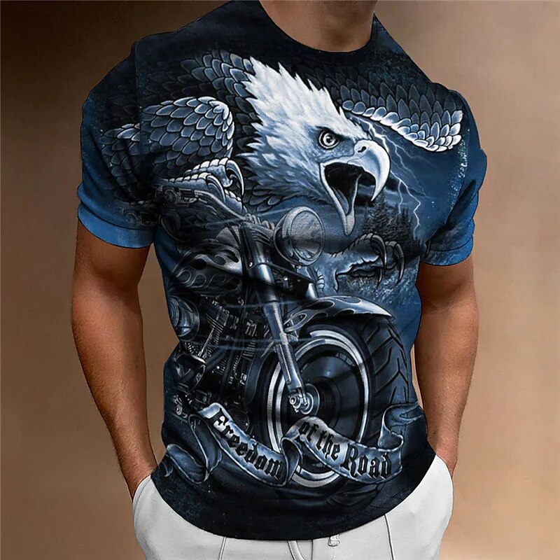 Herren Fashion Vintage 3D T-Shirt Rundhals Unisex Sommer Streetwear Motorsport