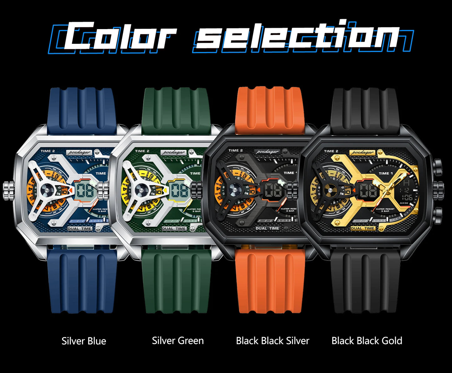 Orologio Uomo Quarzo Acciaio Inossidabile Orologio digitale Cronografo sportivo