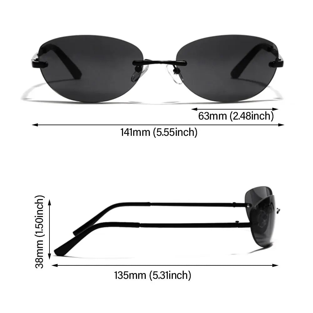 Designer Sonnenbrille Damen Herren Brille Randlose Gläser Pilotenbrille UV400