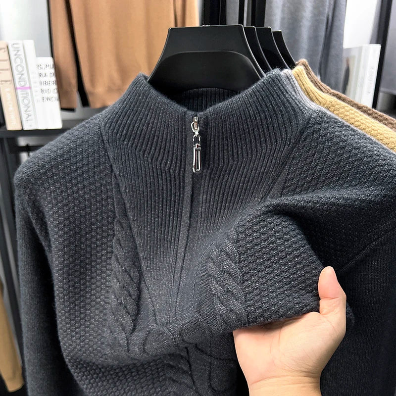 Herren Pullover Sweatshirt Troyer Pulli Sweater Stehkragen Zipper Langarmpulli
