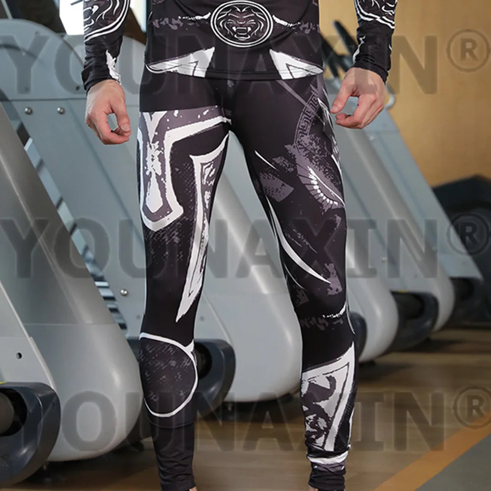 Pantaloni a Compressione da Uomo Leggings Calcio Corsa Palestra Leggins Calza