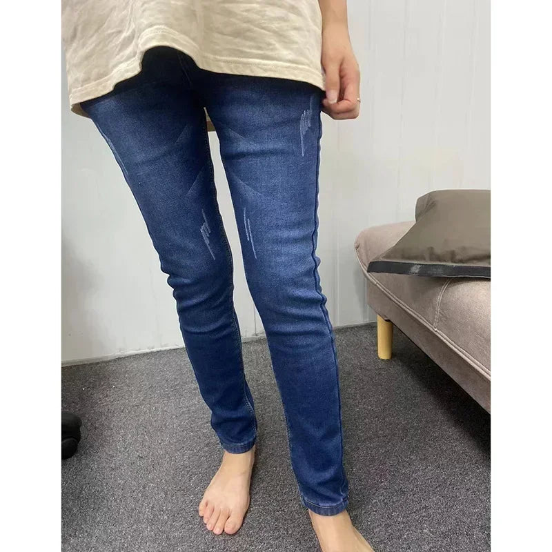 Damen Winter Warm Thermo Jeans Hose Innenfleece Stretch Hosen Leggins Denim