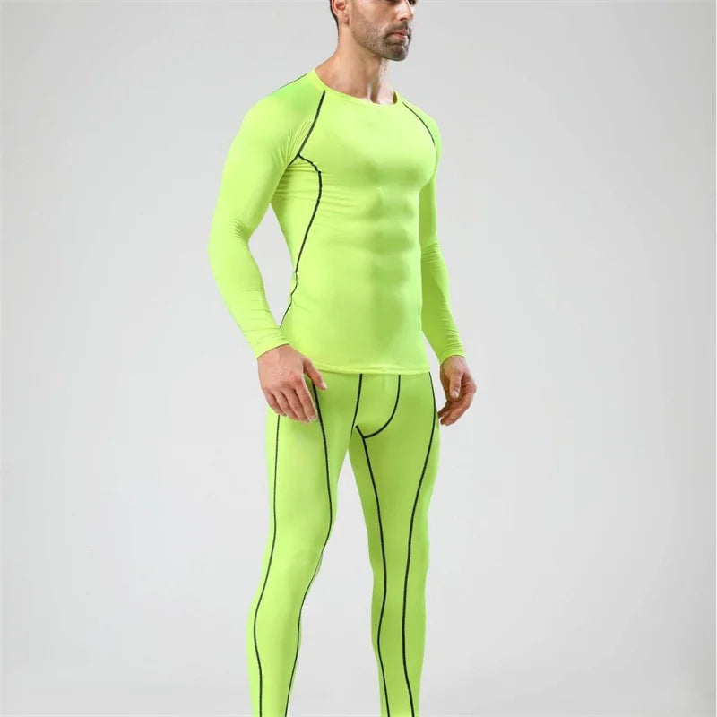 Pantaloni a Compressione da Uomo Leggings Calcio Corsa Palestra Leggins Calza