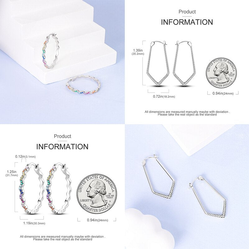 1 Paar Creolen aus 925 sterling Silber Schwarz Ohrringe Zirkonia Ohrstecker