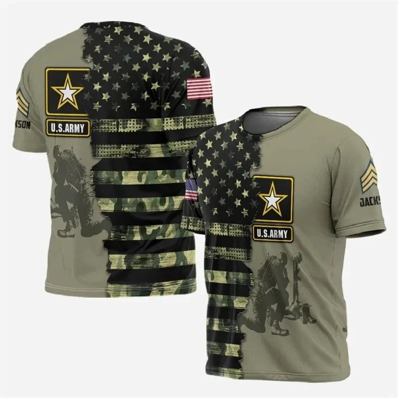 Herren T-Shirt Kurzarm Army Shirt Rundhals Outdoor Camouflage Streetwear Top