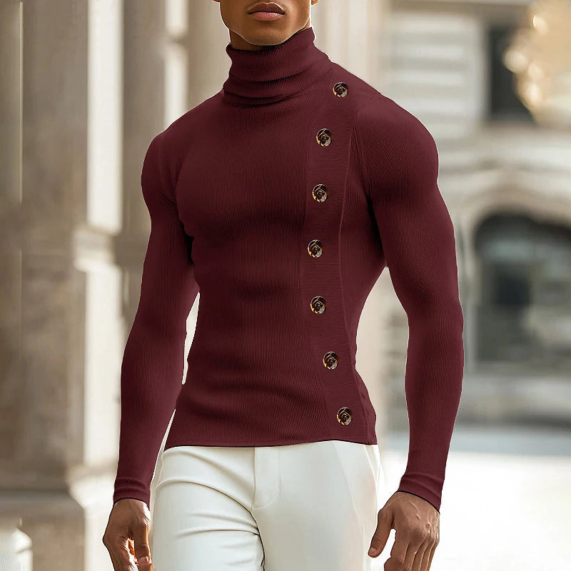 Herren Rollkragen Pullover Sweatshirt Leichter Pulli Sweater Shirt Langarmshirt