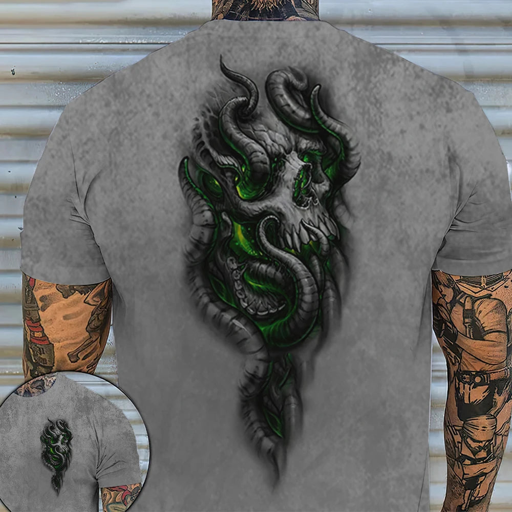 Fashion Herren Horror Skull T-Shirt Rundhals Unisex Sommer Streetwear Tank Top