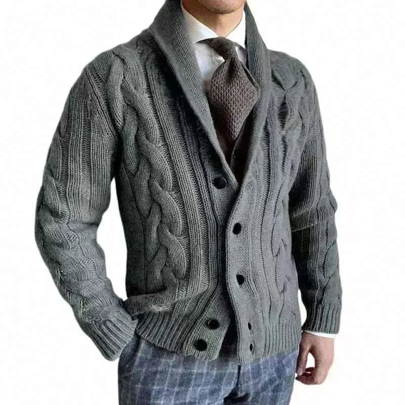 Herren Herbst Jacke Übergangsjacke Sweatjacke Sweater Strickjacke mit Zopfmuster