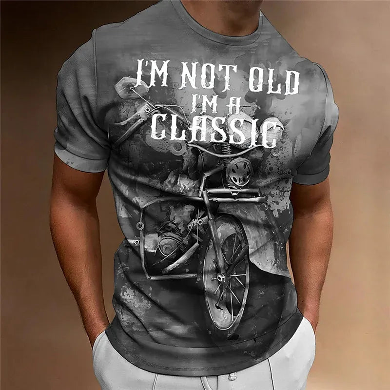 Herren Fashion Vintage 3D T-Shirt Rundhals Unisex Sommer Streetwear Motorsport