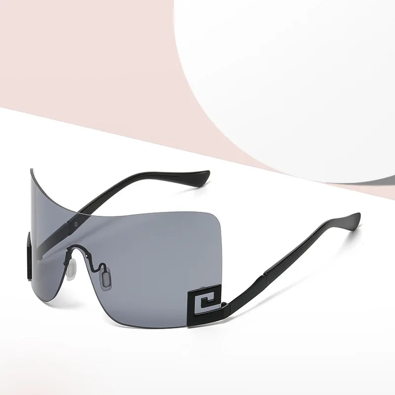Fashion Damen Sonnenbrille Luxusmarke übergroße randlose Designer Brille UV400