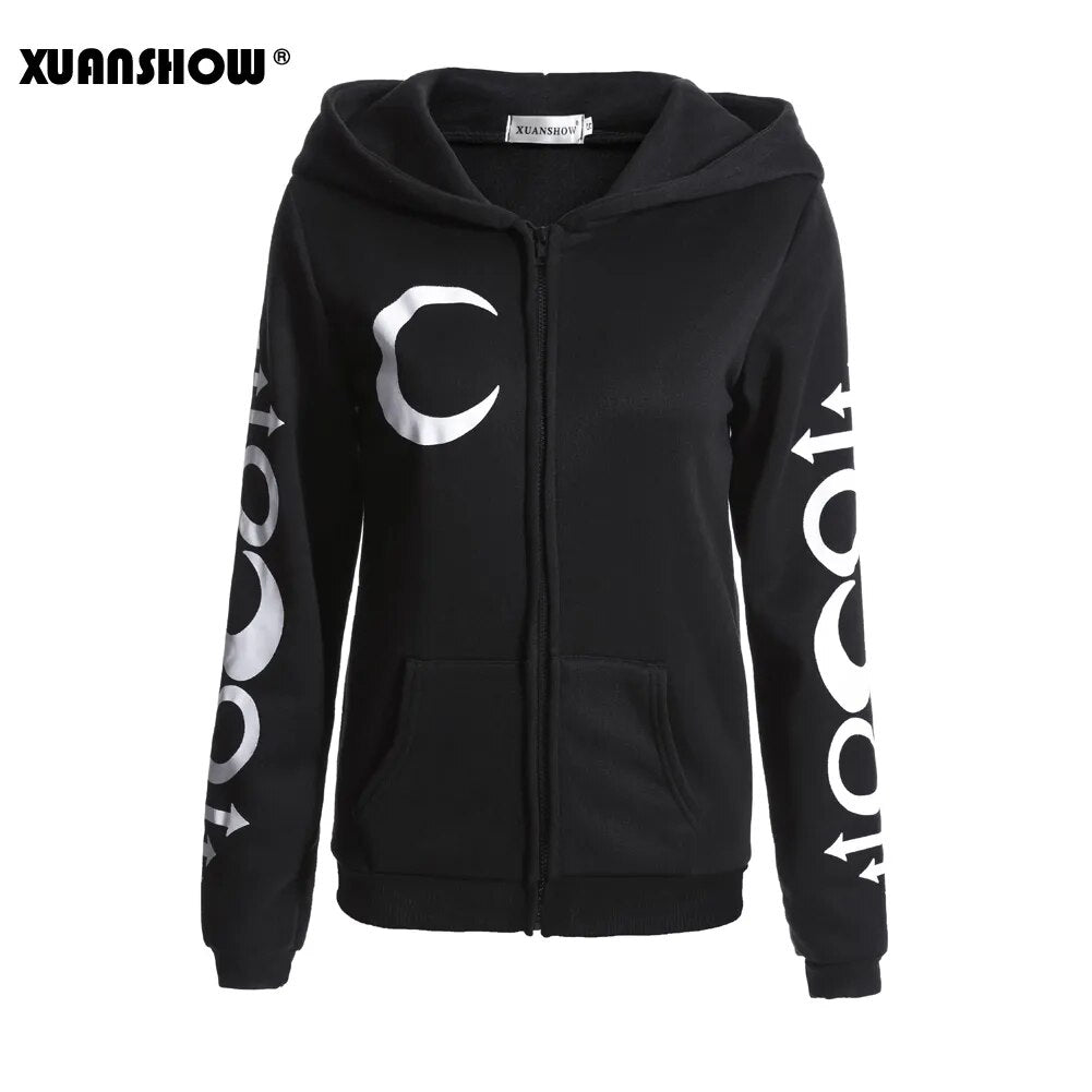Gothic Kapuzenpullover Sweatjacke Zip Hoodie Sweatshirt Pullover Pulli Damen