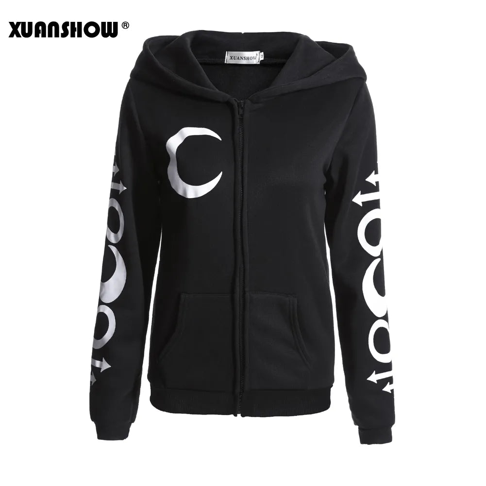 Gothic Kapuzenpullover Sweatjacke Zip Hoodie Sweatshirt Pullover Pulli Damen