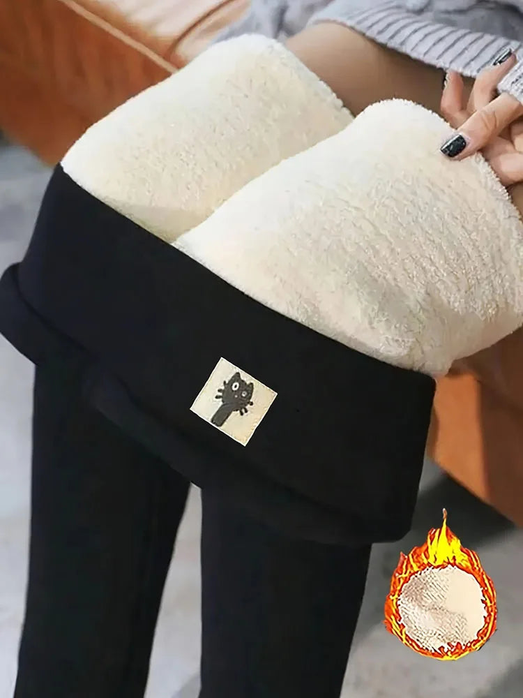 Frauen Hose Winter Leggins Warm Thermohose Innenfleece Blickdichte Strumpfhose