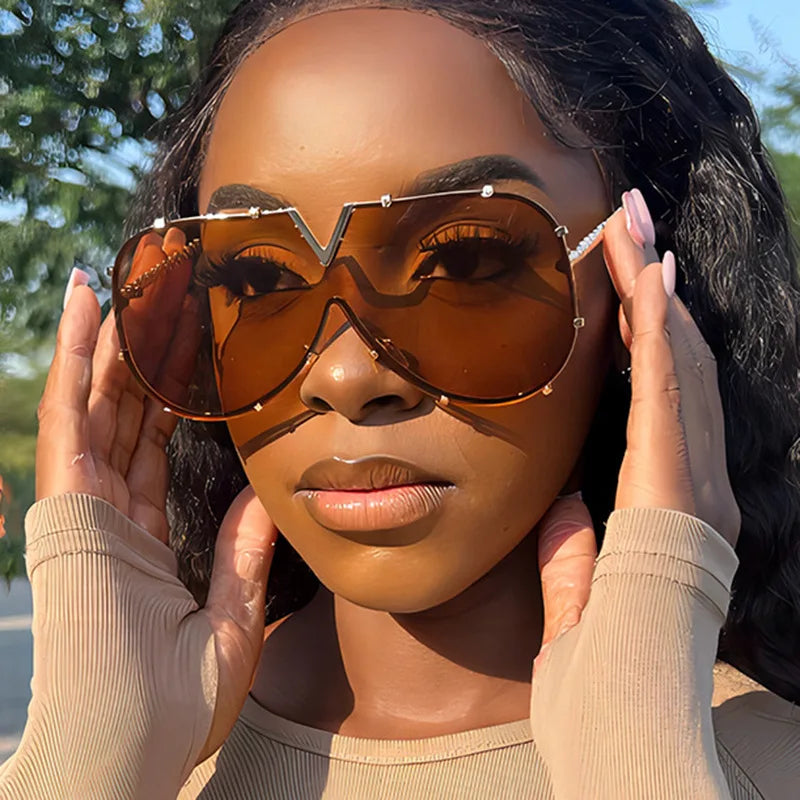Damen Sonnenbrille Designer Luxus Brille Quadratische Übergröße Gläser Vintage
