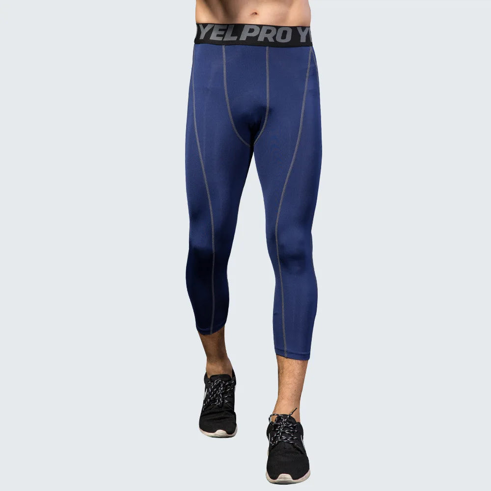 Pantaloni a Compressione da Uomo Leggings Calcio Corsa Palestra Leggins Calza