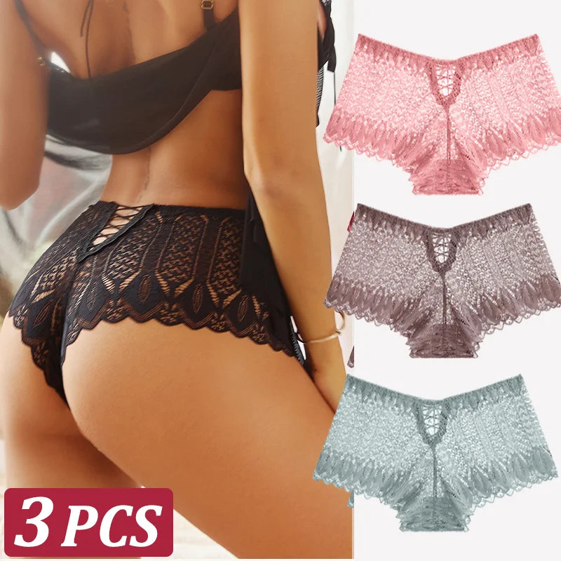 3 Stk Frauen Spitze Tanga String Höschen Sexy Schlüpfer Slip Dessous Unterwäsche