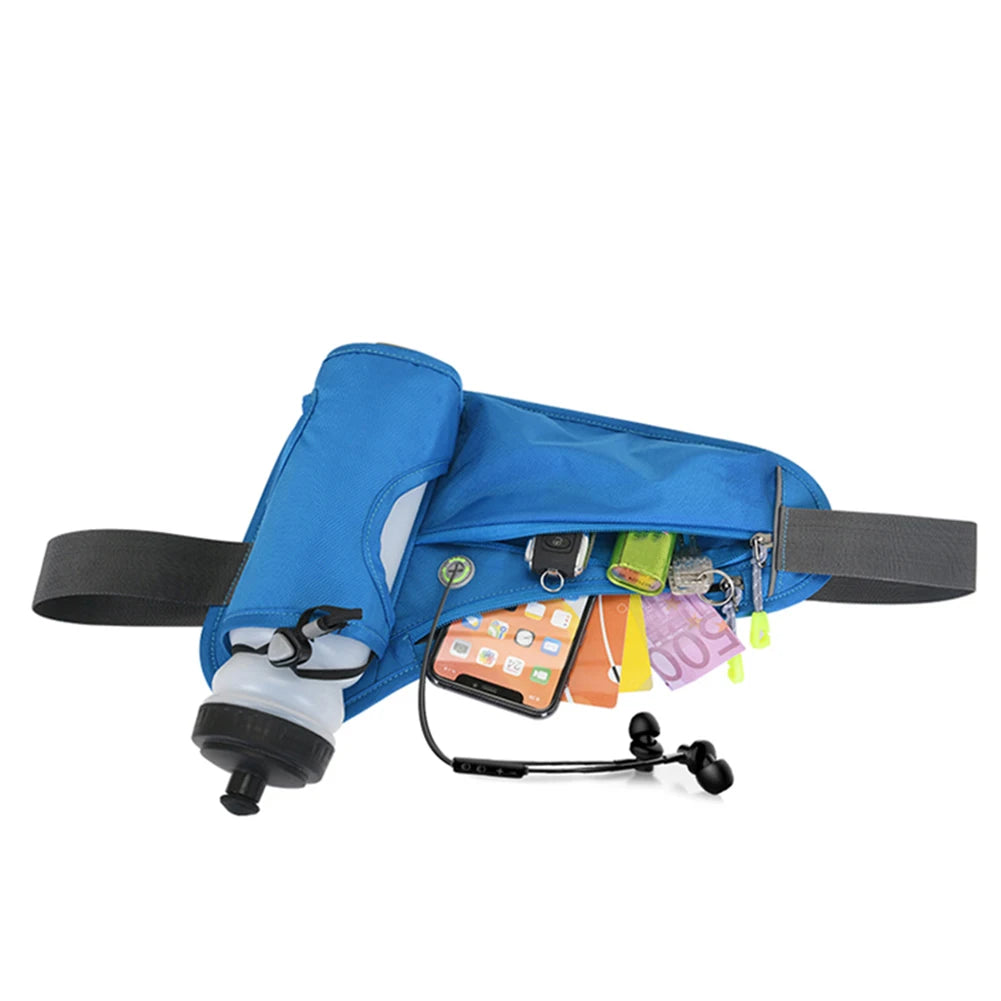 Laufen Gürtel mit Wasserflasche Bauchtasche Reißverschlusstaschen Tasche Joggen
