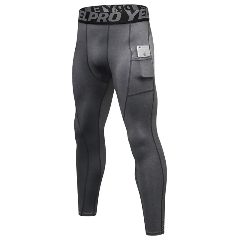 Pantaloni a Compressione da Uomo Leggings Calcio Corsa Palestra Leggins Calza