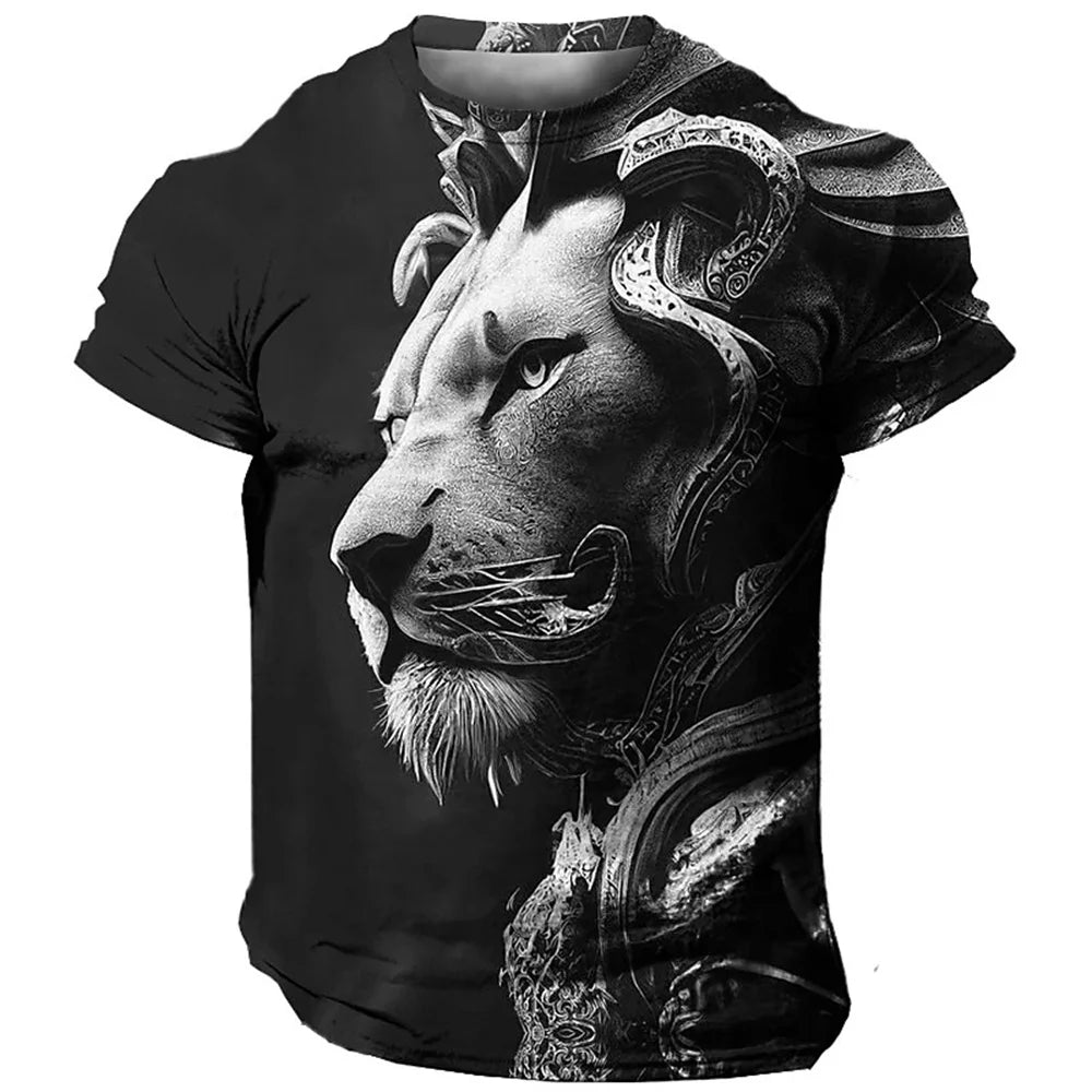 Herren T-Shirt Löwen 3D Shirt Rundhals Streetwear Lions Tank Top Polo Hemd