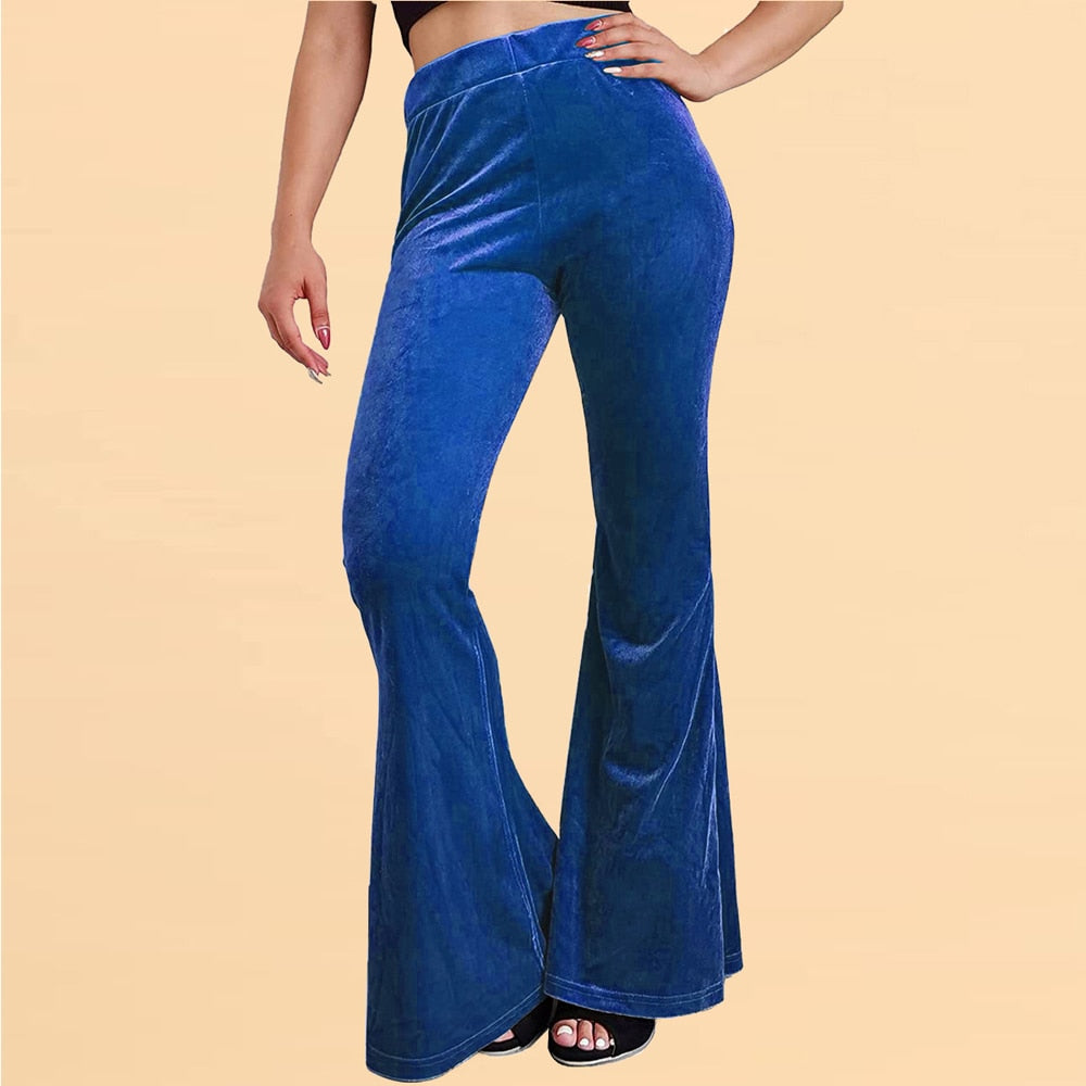 Damen Yoga Hose Bootcut Hüftjeans Samt Schlaghose Hip Retro Flared Leggins