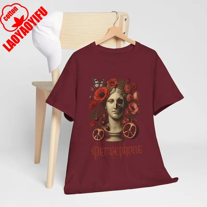 Damen Sommer Top Gothic T-Shirt Rundhals Streetwear lockeres Damentop Bluse
