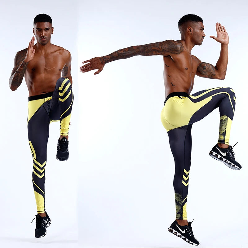 Pantaloni a Compressione da Uomo Leggings Calcio Corsa Palestra Leggins Calza