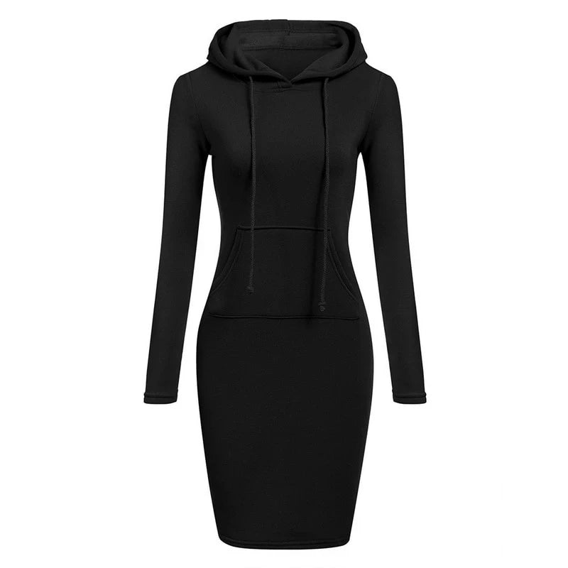 Kapuzenpullover Sweatshirt Pulloverkleid Hoodie Pulli Tunika Damen Sportkleid