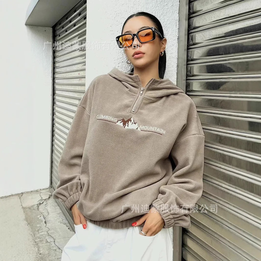 Kapuzenpullover Sweatshirt Hoodie Pulli Damen Kapuzenpulli Shirt Hoody Zip-up