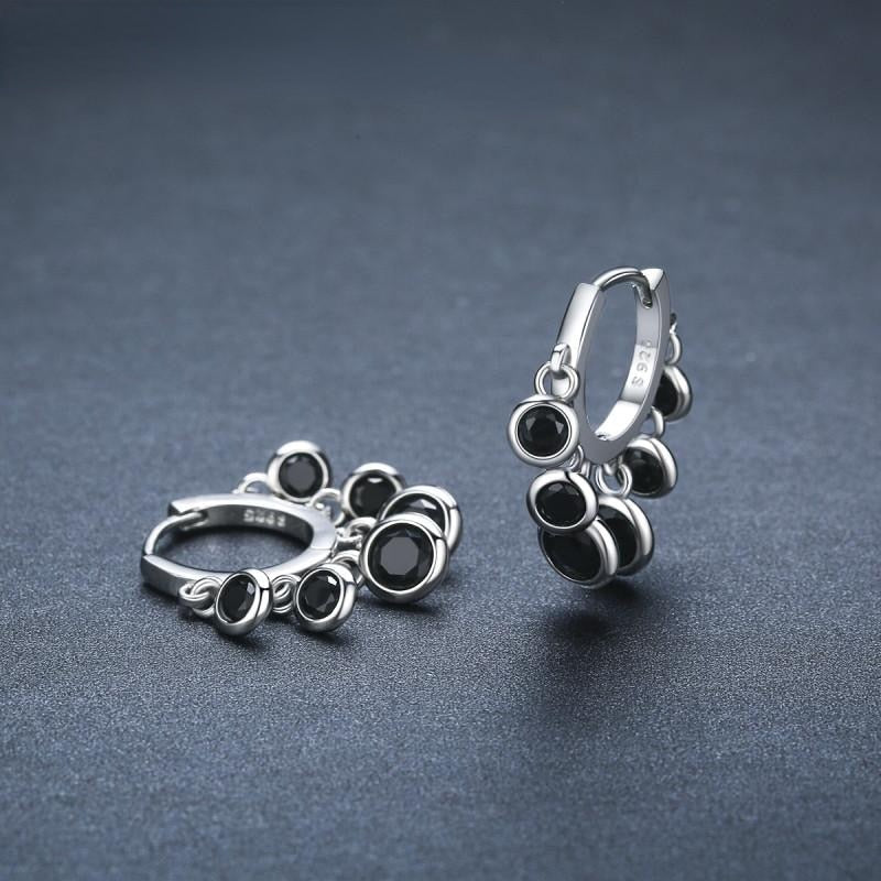 1 Paar Creolen aus 925 sterling Silber Schwarz Ohrringe Zirkonia Ohrstecker