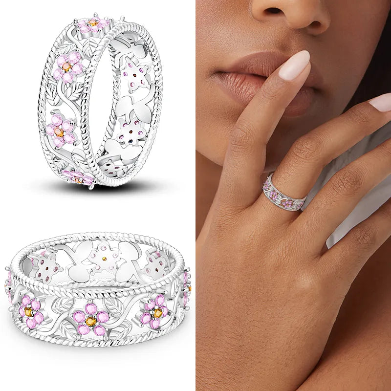 Massiv Sterling Silber 925 Ring filigran Fashion Damenring mit AAA Zirkonia
